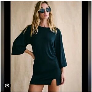 New Free People Midnight Black Tee Mini Dress